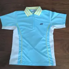 ヨネックス　半袖ポロシャツ　ジップアップ　М　水色