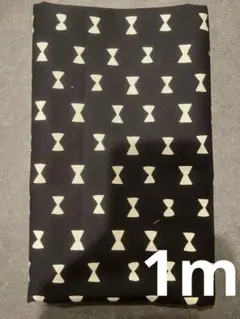 はぎれ オックス生地(リボン柄 黒) 1m