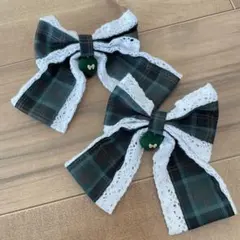 タグなし新品 愛野えり リボンクリップ グリーン　シャーロット　しまむらのサムネイル