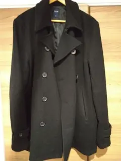PLUS ONE ブラック ダブルブレストコート XL
