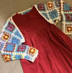 美品 モチーフ編み ボレロ カラフル