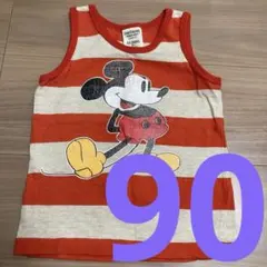 【美品】デニムダンガリー　タンクトップ　ノースリーブ　ミッキー　美品