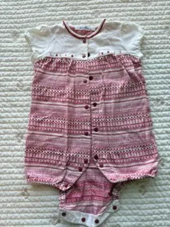 ロンパース・カバーオール 白と赤のストライプ