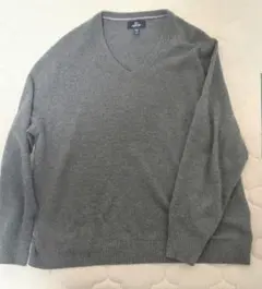 Lands' End 100%カシミヤ Vネックセーター XXL グレー