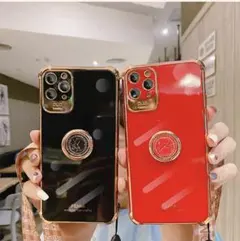 ☆人気No.1カラー☆iPhone12promax ケース リング付き　ブラック