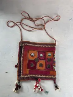 インド 刺繍布 袋もの グジャラート バンジャラ族40 46cm 太陽と波の刺繍