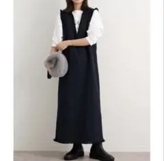 ジャーナルスタンド　レリューム　ツイードＩラインジャンパースカート　ネイビー