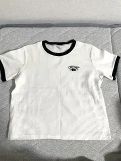 値下げ　白×黒 リンガーTシャツ チェリー刺繍 外国ブランド