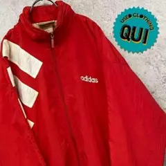 レア90s US古着○アディダス 刺繍ナイロンジャケット レッド メンズXL