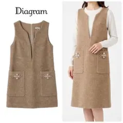 Q304 美品 S ダイアグラム 厚手 ビジュー レイヤード ワンピ レディース