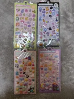 【新品】3Dシールぷくぷくシール立体シール 4枚セットボンボン・ドロップ風