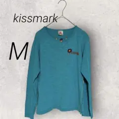キスマーク　サーフスタイル 長袖Tシャツ ターコイズ　Mサイズ　刺繍