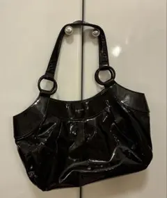 美品^_^courrèges 黒 ハンドバッグ 光沢仕上げ - メルカリ