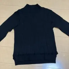 リブ編みハイネックセーター M ブラック
