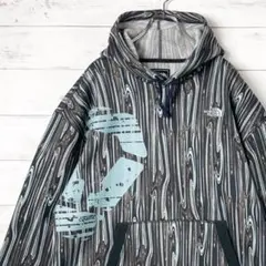 ノースフェイス プルオーバー パーカー ロゴ刺繍　総柄 裏毛 マフポケット M