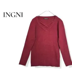 【最終価格】【イング】M ワインレッド Vネックセーター 無地 スタイリッシュ