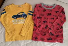ミキハウス 車プリント 長袖カットソー 2枚セット 120