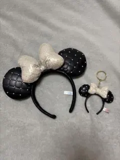 ミニー　キルティングカチューシャ　キーホルダーセット