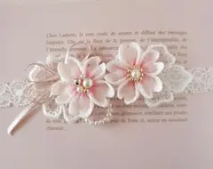 【new新作】初節句ひな祭り桜のベビーヘアバンド　初節句　お食い初め　お宮参り