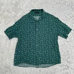 SENSE OF PLACE グリーン ドット柄 半袖シャツ M レーヨンのサムネイル