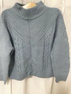 青セーターニットリブ編み冬秋在庫セール長袖sophila早い者勝ち水色