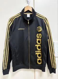 adidas アディダス ロゴジャージ 上のみ 黒 金 3本線