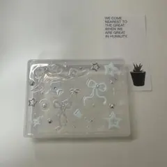 小物ケース ハンドメイド レジン レジンデコ リボン 水色 推し活 クリアケース