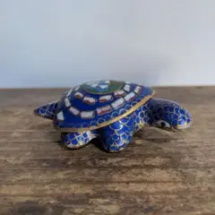[Vintage] Chinese Artwork: Turtle, Cloisonné Enamel Incense Box, Lucky Charm, Traditional Craft