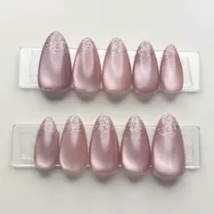 ネイルチップ マグネット ピンク くすみ ラメ シンプル 結婚式 ちゅるん 春