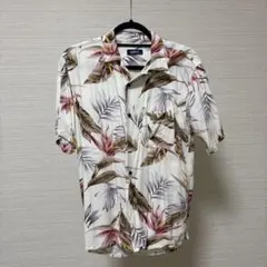 00s アロハシャツ レーヨン ピンク ホワイト リゾート 総柄【NAVY】のサムネイル