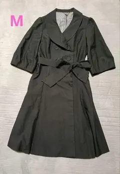 ef-de 黒 ダブルブレスト トレンチコート　七分袖 M