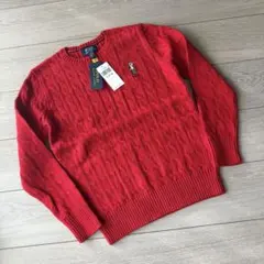 Polo Ralph Lauren レッド ケーブルニット ボーイズL ベア刺繍