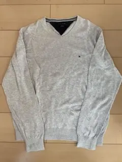 TOMMY HILFIGER Vネック ニット セーター グレー Lのサムネイル