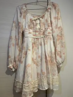 LIZLISA リズリサフラワープリント長袖ミニワンピース