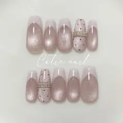 ネイルチップ　量産型　フレンチガーリー　推しネイル　マグネット　ちゅるん　ドット