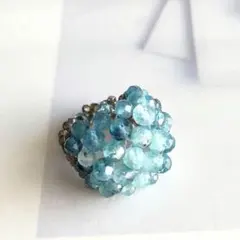 No.3039 再販※ディープブルーアクアマリンのボリュームパヴェリング