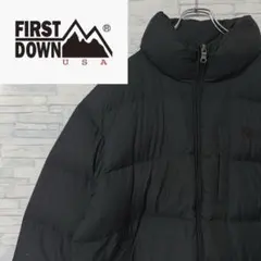FIRST DOWN ファーストダウン 刺繍ロゴ ダウンジャケット ブラック L