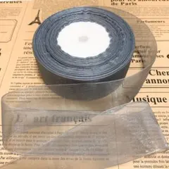 ブルーグレー　♡ 幅広 オーガンジーリボン 5メートル