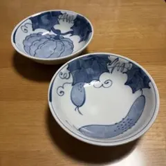 龍峰 林斎 染付 鉢 17cm 2客 有田焼 未使用
