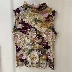 美品☆Pagong パゴン 花柄 ノースリーブ ハイネック カットソー トップス