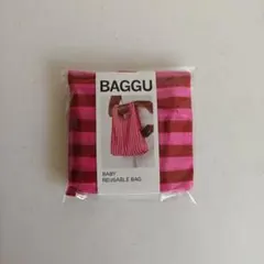 【新品未使用】BAGGU／Baby／ピンク＆レッドペイントストライプ