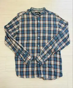 【値下げ】 BEAMS メンズ バンドカラー 長袖シャツ チェック柄