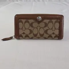 Coach ロゴパターン 長財布 ブラウン/ベージュ