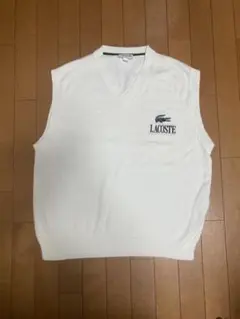 LACOSTE Vネック ニットベスト ホワイト FR3 リラックスフィットのサムネイル