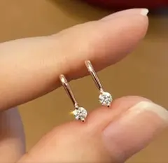 １粒クリスタル　ピンクゴールド　ピアス