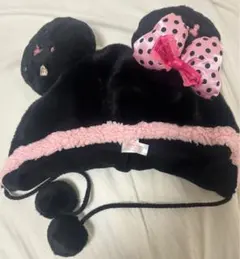 ディズニー ミニー ファンキャップ 黒ピンク