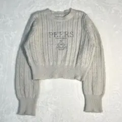 clear フロント刺繍シャギーケーブルニットトップス 手洗い可能 フリーサイズ