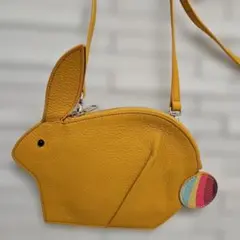 ポールスミス　うさぎさんポシェット兼ポーチ　マスタードイエロー　革