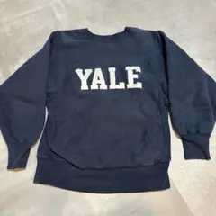 チャンピオンリバースウィーブ復刻USA製Ｌサイズ美品YALE紺色ラバープリント リバースウィーブ(R) クルーネックスウェットシャツ 24FW 【秋冬