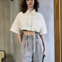 【美品】メゾン スペシャル 22SS アセテートリネンボレロシャツ ホワイトのサムネイル